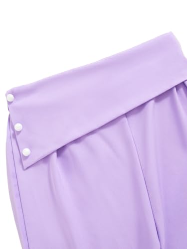 Image of Girl's 2 Piece Outfits Casual Button Spaghetti Strap Knot Cami Top and High Waist Wide Leg Pants Set