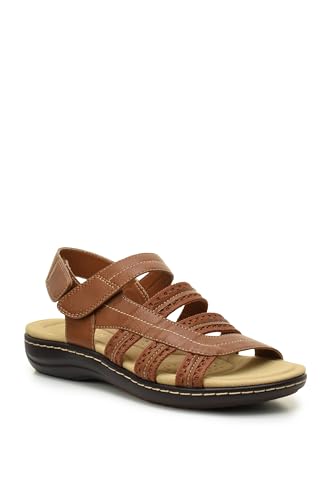 TARYN ROSE women’s Komey Comfortable Walking Sandals for Women, Lightweight Flat Heel Sandals with Adjustable Straps & Cushioned Memeory foam Footbed