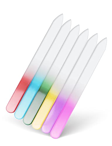 Pitasha Lima de Cristal 6 Pack,Premium Lima de Uñas con Doble Lado Profesional Herramienta de Manicura para Uñas Naturales