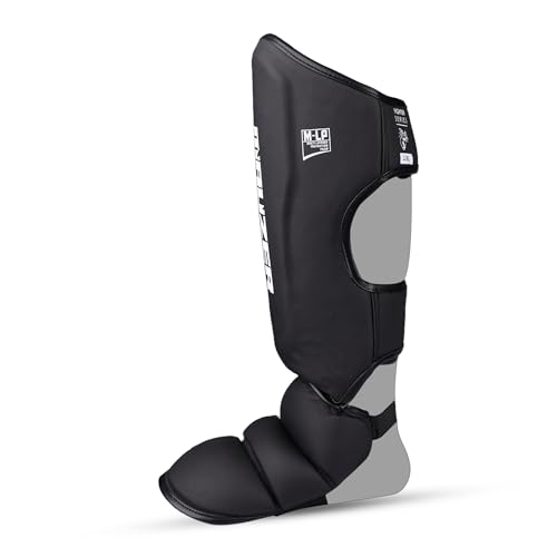 Image of Mauzer Muay Thai MMA Shin Guards & Foot Protection Medium Size | Kickboxing Instep Protectors | High-Density EVA Padding | Adjustable Velcro Straps | Durable Synthetic Leather (Medium)