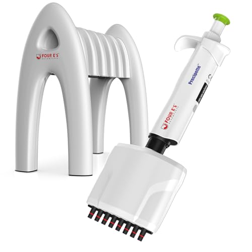 4E's USA 5-50ul Multi-Channel Adjustble Volume Pipette with Stand, 8-Channel Micropipettes
