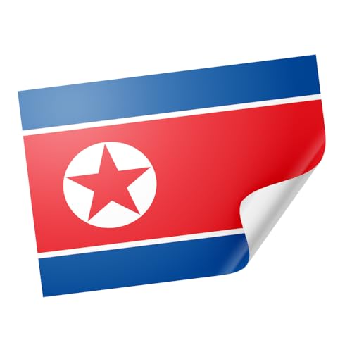 20 X North Korea Stickers – DPRK Flag Decals 5cm x 8cm – Red, Blue and White Emblem Stickers for Laptops, Scrapbooks, Festivals, and Crafts