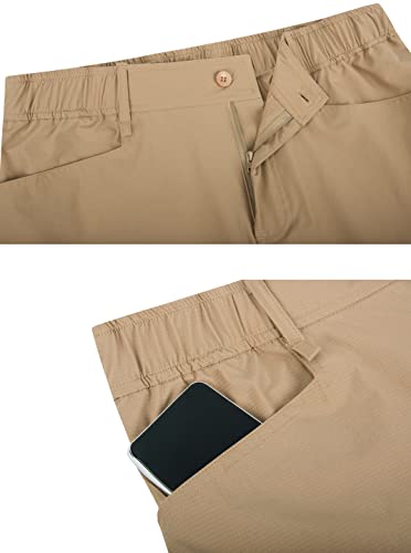Tapulco Cargo Golf Shorts For Mens Summer Cool Quick Dry Flex Pockets Work Shorts Waterproof Tactical Elastic Waist Hiking Fishing Active Stretch Shorts Khaki X-Large #TOP4