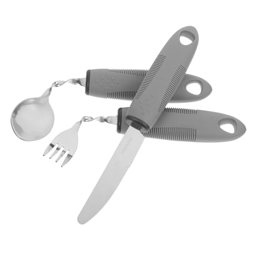 Unomor Elderly Tableware Set Tool Knife Fork Spoon Adaptive Spoon Tremble Proof Lightweight Easy to Clean