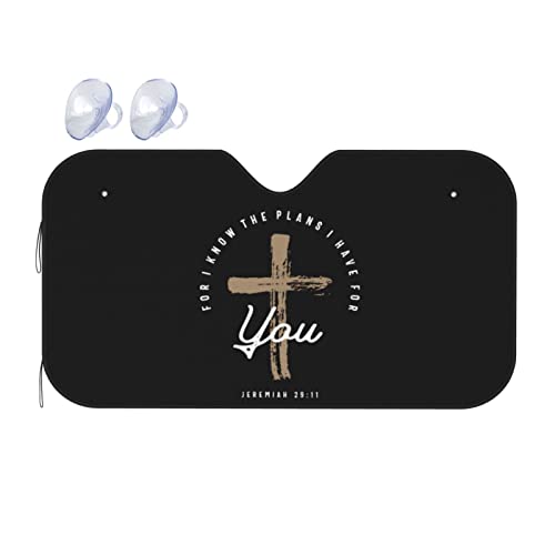 Religious Bible Verse Cross Jeremiah 29:11 Christian Gifts Car Windshield Sun Shade - Sun Blocker for Car Truck