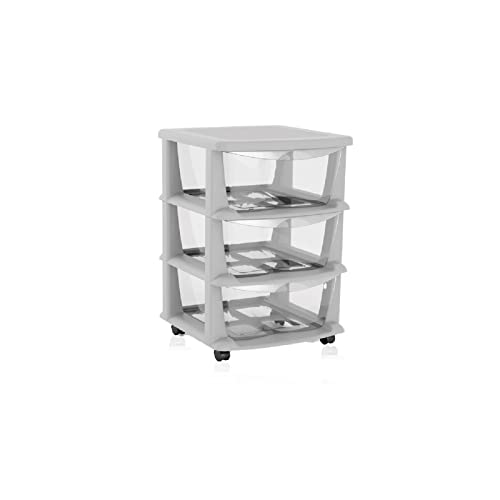 Home Kool HOME Torre de Almacenamiento, 3 Cajones, Cajones transparentes, Cajonera plastico, Organizador plastico (Blanco) Cover