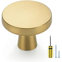 Ravinte 30 Pack Solid Knobs Kitchen Cabinet Round Pulls Dresser Handles Gold Cupboard Hardware Brushed Brass Door Drawer Knobs