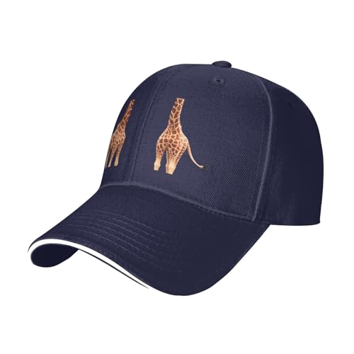 WZYCWB Gorra de béisbol de ala curvada con estampado de dos jirafas, azul marino, para hombre y mujer, para senderismo y exteriores