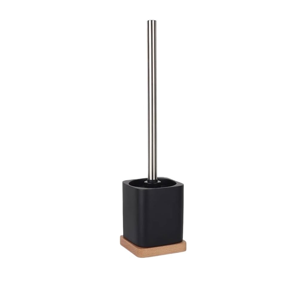 Toilet Bowl Brush Floor Standing Square Resin Toilet Brush with Round Brushs Head and Stainless Steel Handle