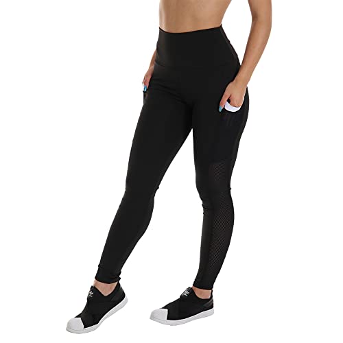Calça Legging Com Bolso Fitness Cintura Alta Microfibra Feminina Adulto (BR, Alfa, GG, Regular, Regular, Branco)