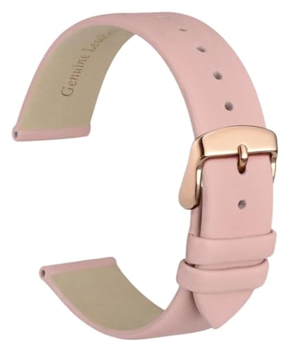 Bracelet montre cuir véritable rose 8mm extra plat avec boucle ardillon