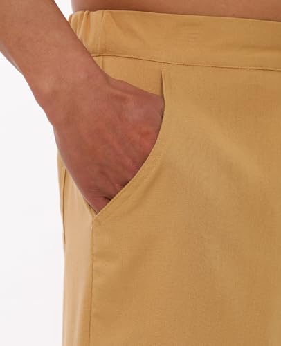 ThCreasa Mens Casual Elastic Waist Drawstring Pants Cotton Linen Baggy Lounge Pants Beach Trousers with Pockets4