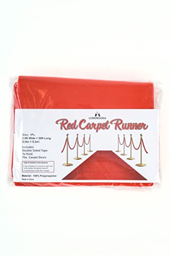 Red Carpet Floor Runner Hollywood Party Decoration Fabric 100 GSM (Red - 2.6x30 FT)