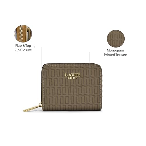 Image of Lavie Luxe Women's Mono Flap25 Small Zip Around Zip Wallet | Gift for Women