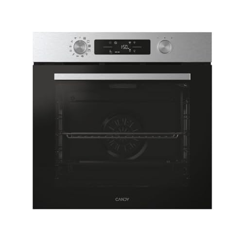 CANDY - Four Encastrable à Chaleur Pulsée - Pyrolyse/Hydrolyse, 6 Niveaux de Cuisson - A++ - Cavité XXL (78L), Rails Télescopiques - Inox Noir - Manettes...