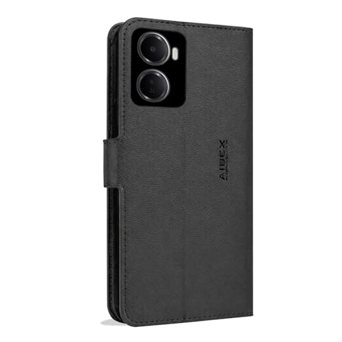 Image of AIBEX Compatible for Redmi 15A 5G Flip Cover Leather Finish | Inside TPU with Card Pockets | Wallet Stand | Complete Protection Flip Case Black