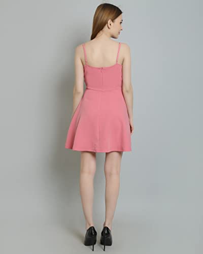 Image of Women Pink Colour Body Fit & Flare Mini Dress |Occasion: Casual | Party | Beach | Formal | Meeting |Women's Bodycon Casual Mini Dress for Women's and Girl's
