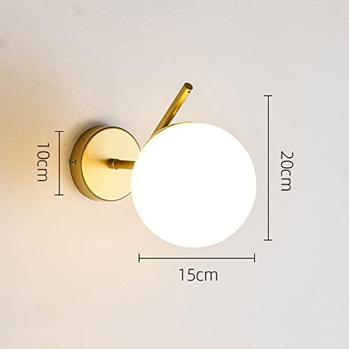 Lámpara de pared d de metal retro con pantalla de vidrio globo blanco E27 3