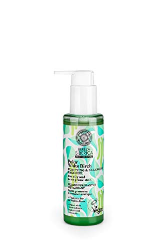 Natura Siberica, Exfoliante Purificante y Equilibrante para piel grasa con tendencia al acné con ácido salicílico y AHA, Bereza Siberica, 1 Unidad, 145 ml