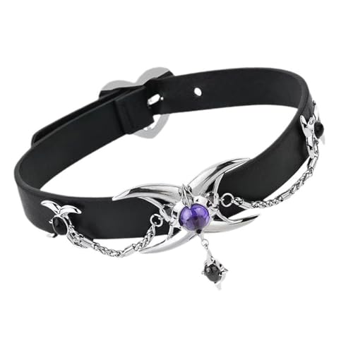 Tour de cou gothique pour festival et soirée rock collier cuir doux WBDWWTD