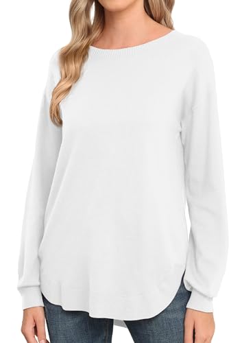 Image of GRECERELLE Womens Long Sleeve Lightweight Crewneck Sweater Tops Casual Soft Knit Pullover Jumper
