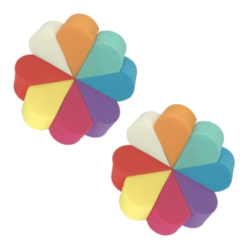 INOOMP 16 Esponjas de Maquillaje Doble Cara, Mezcla Polvo y Base, Esponjas de Belleza Flexibles y Elásticas para Uso Seco y Húmedo, Surtido Multicolor para Aplicación Color Aleatorio