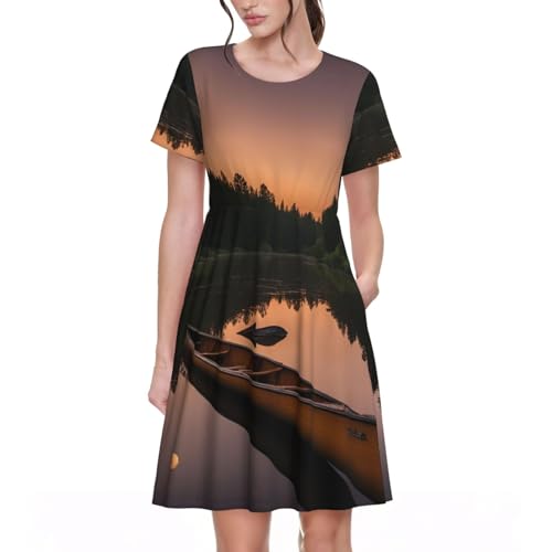 Robe midi décontractée au motif Allagash River idéale pour vos soirées d'été