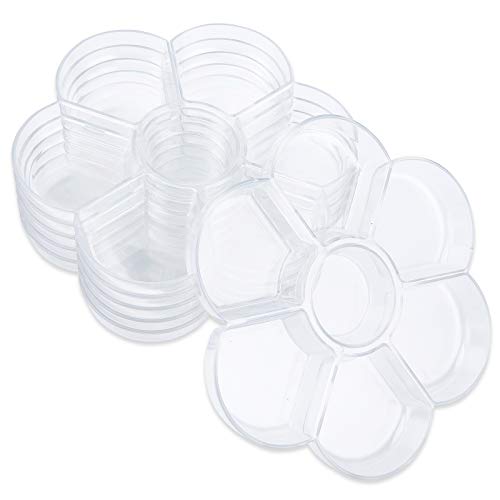 Paint Palette, GUCTOP 6Pcs Premium 7 Wells Transparent Painting Palettes Acrylic Oil Watercolor Art Canvas Painting Trays Holder for Kids Adults Painters Artists