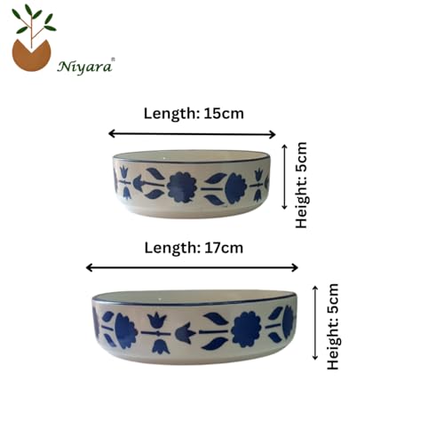 Image of Niyara Stoneware Handmade Ceramic Stylish Premium Bowls Serving Bowls Microwave Dishwasher Safe (Salad Delta Bowl)