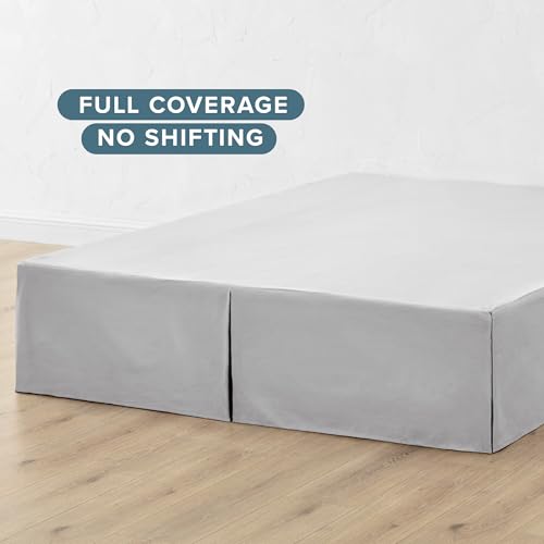 Bare Home Kids Twin Bed Skirt - 15-Inch Tailored Drop Easy Fit - Bed Skirt for Beds - Center & Corner Pleats (Twin, Light Grey)