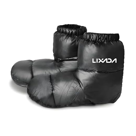 Lixada Ultralight Winter Duck Down Booties Warm Socks Slippers Warm Soft Cozy Water-Resistant for Camping Sleeping Bag Men Women Winter Duck Down Booties Slipper Boots