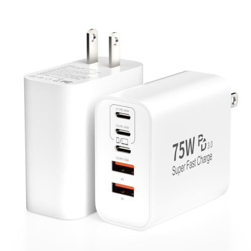 75W-USB-C-Charger-Block-5-Port-USBC-Wall-Charger-Super-Fast-Charging-Block 75W USB C Charger Block, 5-Port USBC Wall Charger Super Fast Charging Block - Image 1