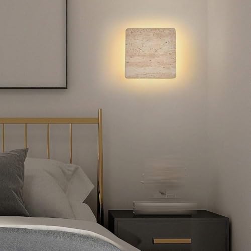 Applique travertin jaune LED salon chambre style ferme