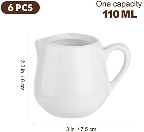 Luxshiny 6pcs Mini Creamer Jug: Ceramic Milk Jug Sauce Cup Creamer Ceramic Serving Pitcher with Handle for Milk Coffee (70ml)