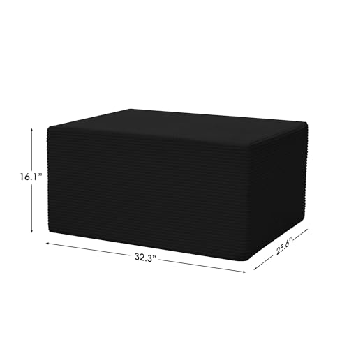 Image of Ottoman for Cloud Sectional Boneless Couches Living Room, Modular Ottoman for Deep Seat Oversized Couch, Memory Foam Compressed Spineless Foot Rest for Bedroom Apartment Black