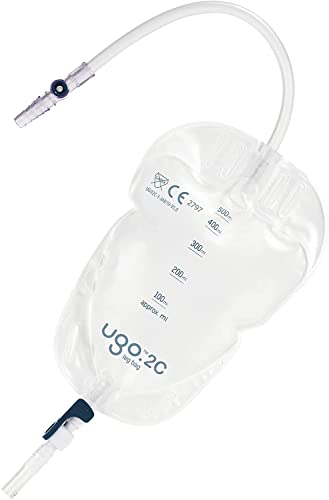Ugo Leg Bags (x10) â€“ Urine Drainage Bags/Catheter Leg Bags, T Tap or Lever Tap with Soft Fabric Backing and a Natural Leg-Shape Design (Pack of 10) (Ugo 2C - 500ml, Long Tube, Lever Tap)