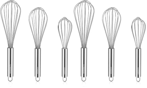 Image of NileHome Stainless Steel Whisk Set 8 inch 10 inch 12 inch Kitchen Whisk Balloon Whisk Kitchen Wisk Wire Whisks for Cooking, Whisking, Blending, Beating, Stirring-6 Pack
