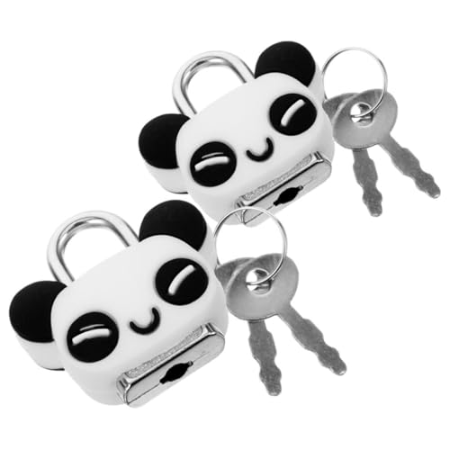 OATIPHO 2 Piezas Candado de Combinación Vintage en Forma de Corazón con Diseño Panda, Mini Candado de Metal y Silicona para Maletas y Cofres, Protección de Privacidad en Viajes y Hogar