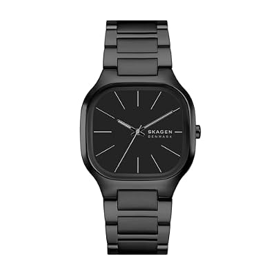 Skagen Orologio Mellem da uomo, movimento al quarzo a tre lancette con cinturino in acciaio inossidabile, 40 mm, Nero