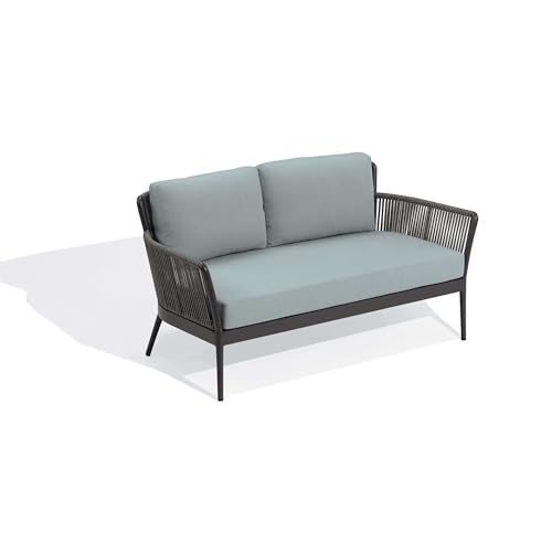 Image of Amazon Brand - Solimo Avento Outdoor 4 Seater Sofa Set | Balcony Sofa | Patio Furniture Sets | Conversation Sets | Braid & Rope (Grey)