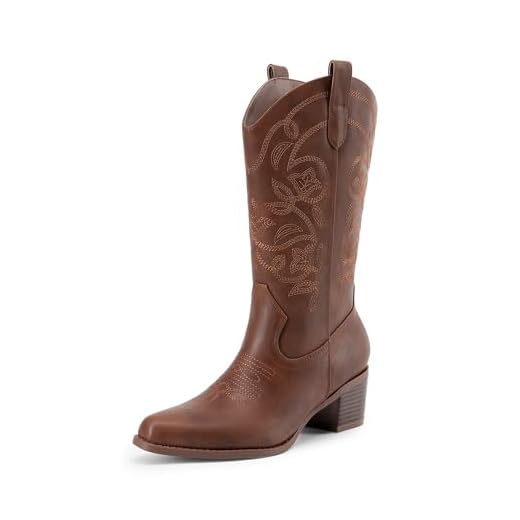 25+ Creative Cowboy Boot Centerpieces for Your Next Event 3 DREAM PAIRS Cowboy Boots for Women Cowgirl Western Boots Fashion Embroidery Stitched Chunky Heel Mid Calf Boots,Size 8,Brown-Pu,DWUMMB2504