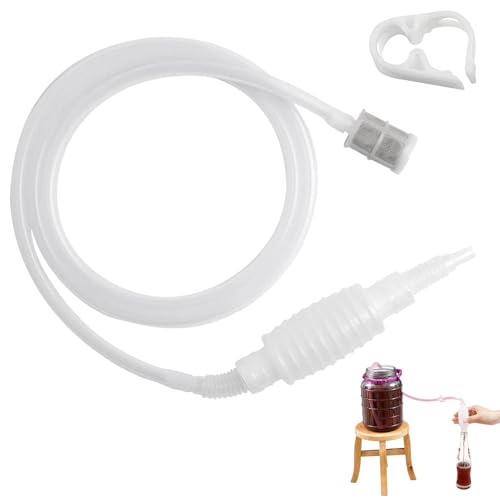 Brew Siphonröhre Silikon,Weinheber Abfüllschlauch,Brewing Siphon Hose,Weinheber mit Pumpe,Weinschlauch und Bierschlauch,Weinfilter mit Pumpe für Wein Bier Herstellung,Hausbrauer,Leicht Zu Bedienen