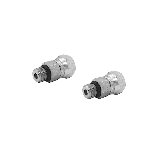 Image of (2-PACK) 6900-04-04-O Hydraulic Hose Adapter Fitting 1 /4 inch Male O-Ring Boss (7 /16 inch-20UNF)x1 /4 inch NPSM Female Pipe Swivel (1 /4 inch-18NPSM) SAE Straight Pipe Joints Tube Connector Carbon Steel