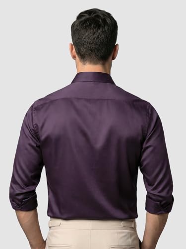 Image of BEYOUNG Regular Fit Formal Satin Shirt for Men | Full Sleeves | Men's Stylish Satin Silk Shirt | Formal Shirt | Buttondown Collar | Satin Solid Shirt for Men
