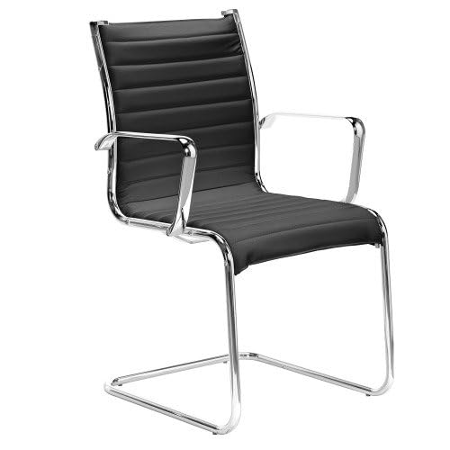 Chaise Visiteur Andrea en Simili Cuir Noir pour fauteuil d'accueil