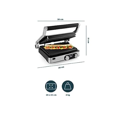 Digitaler 2000Watt Edelstahl Kontaktgrill mit & Timer Lowfat Indoorgrill Panini Multigrill Snackmaker, inklusive… – Bild 7