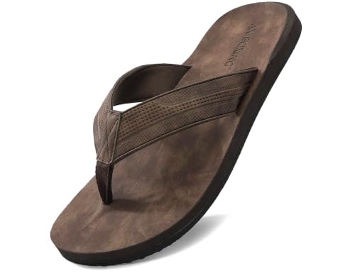 Image of AX BOXING Mens Flip Flops Leather Thong Sandals Casual Comfort Slides Slippers