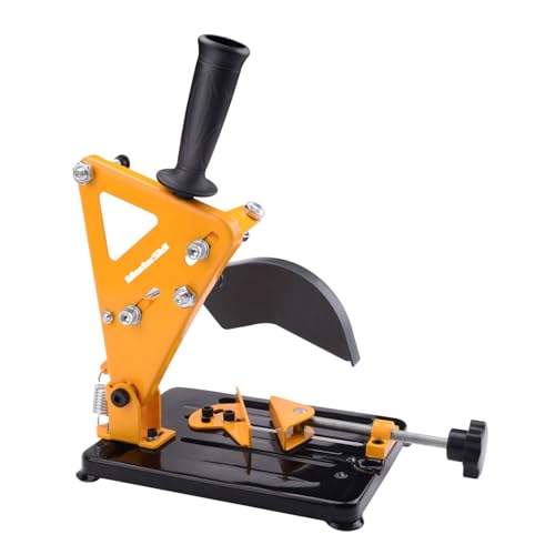 MasterSpec Adjustable Angle Grinder Stand with 45 Clamp & High-Strength Spring Heavy-Duty Cast Iron Base Safety Guard Cover Easy-Adjust Lock - Bench Mount Bracket Holder for 100 115 125mm Angle Grinders