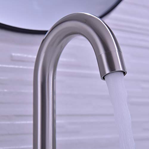 TRUSTMI 2-Handle 8 inch Widespread Brass Bathroom Sink Faucet with Pop Up Drain Assembly and cUPC Water Supply Hoses, Brushed Nickel