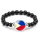 vmcoatdu Philippines Philippine Islands Flag Bracelet Elastic Rope Beaded Bracelet Support Your Country Travel Souvenir Gifts for Men Women (Philippines)